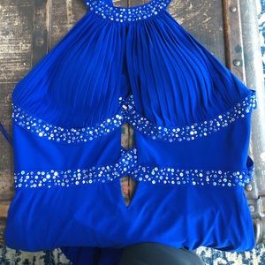 Blue sequined long dress